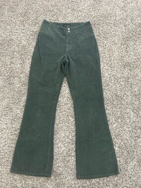 Lucky Brand Stevie High Rise Flare Corduroy Pants 10/30R Green Boho Retro